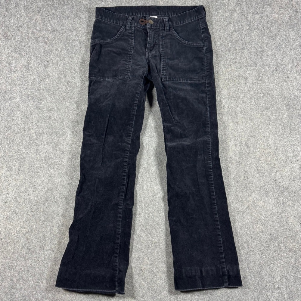 Prana Corduroy Pants Womens 2 Black Straight Leg Patch Pocket Outdoor Casual